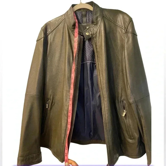 Massimo Dutti Mens Sheep Leather Olive Green Biker Jacket Sz XL - Picture 4 of 9